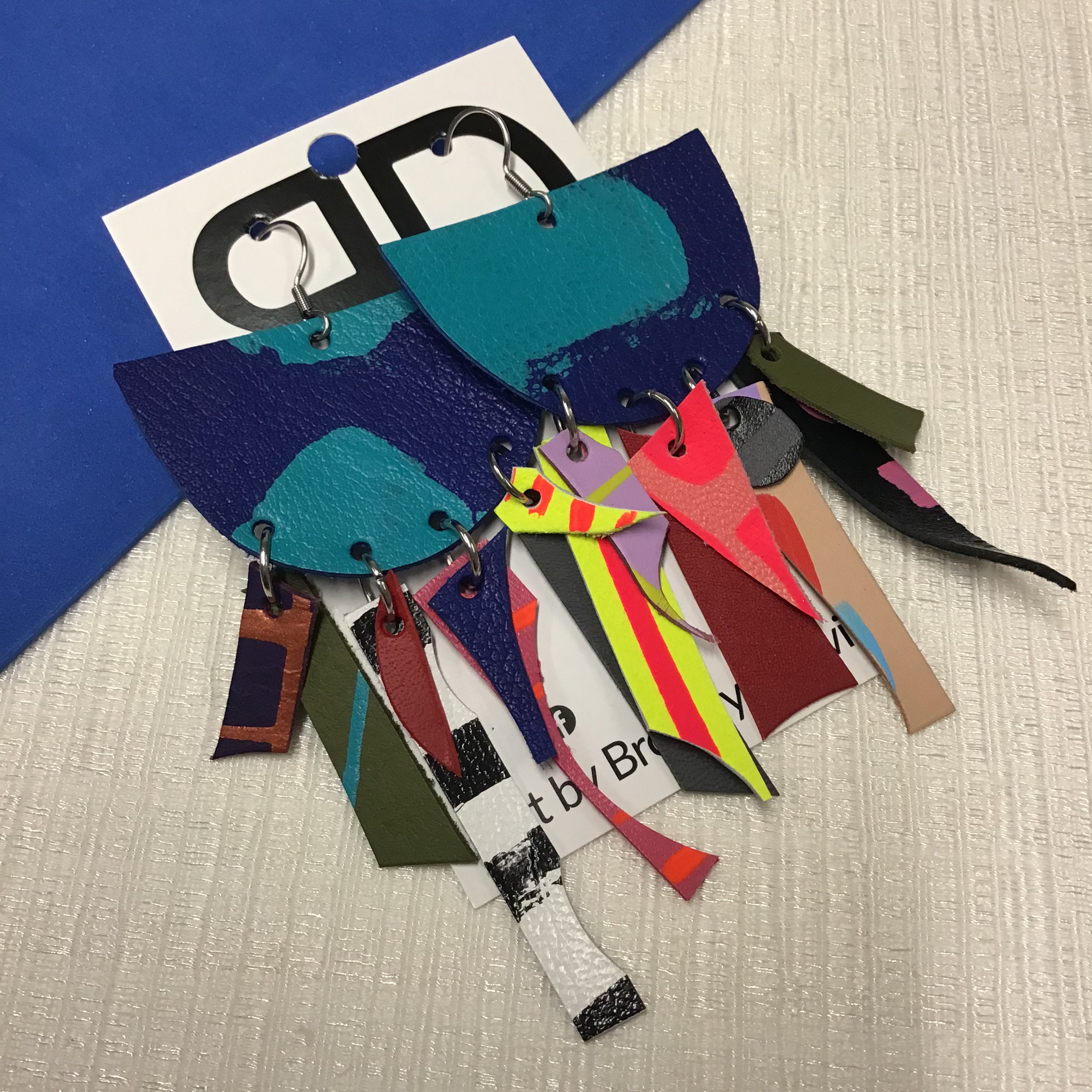 Hand painted leather bold statement earrings - The Jelly Punch