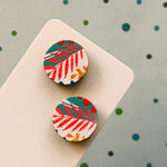 Novelty Studs Earrings - Graphic Wood