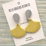 Polymer Clay Handmade Earrings - Concrete, Blush & Mustard