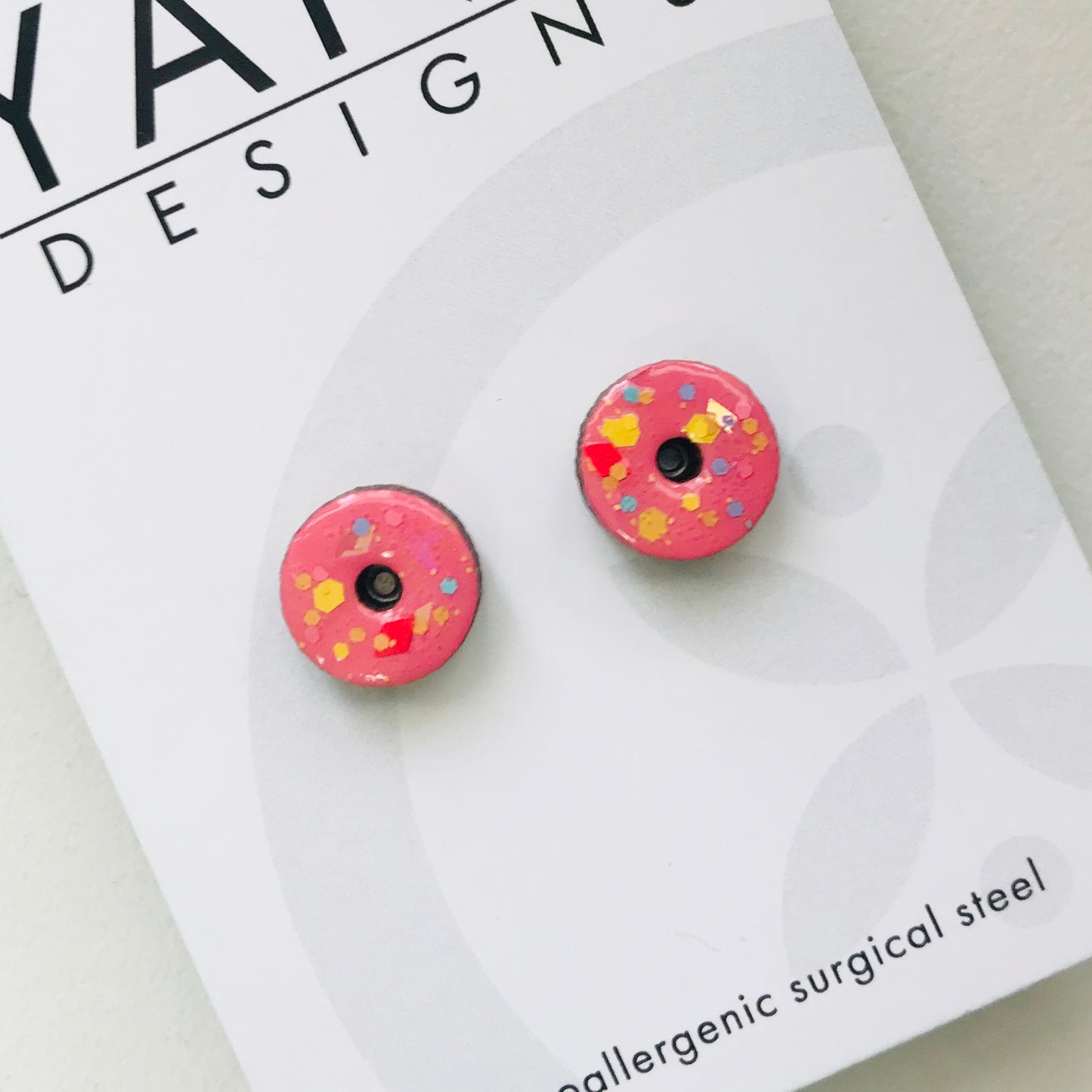 Donuts Laser Cut Timber Stud Earrings