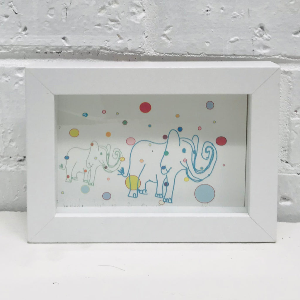 Framed Giclee A5 Art Print - White Elephant