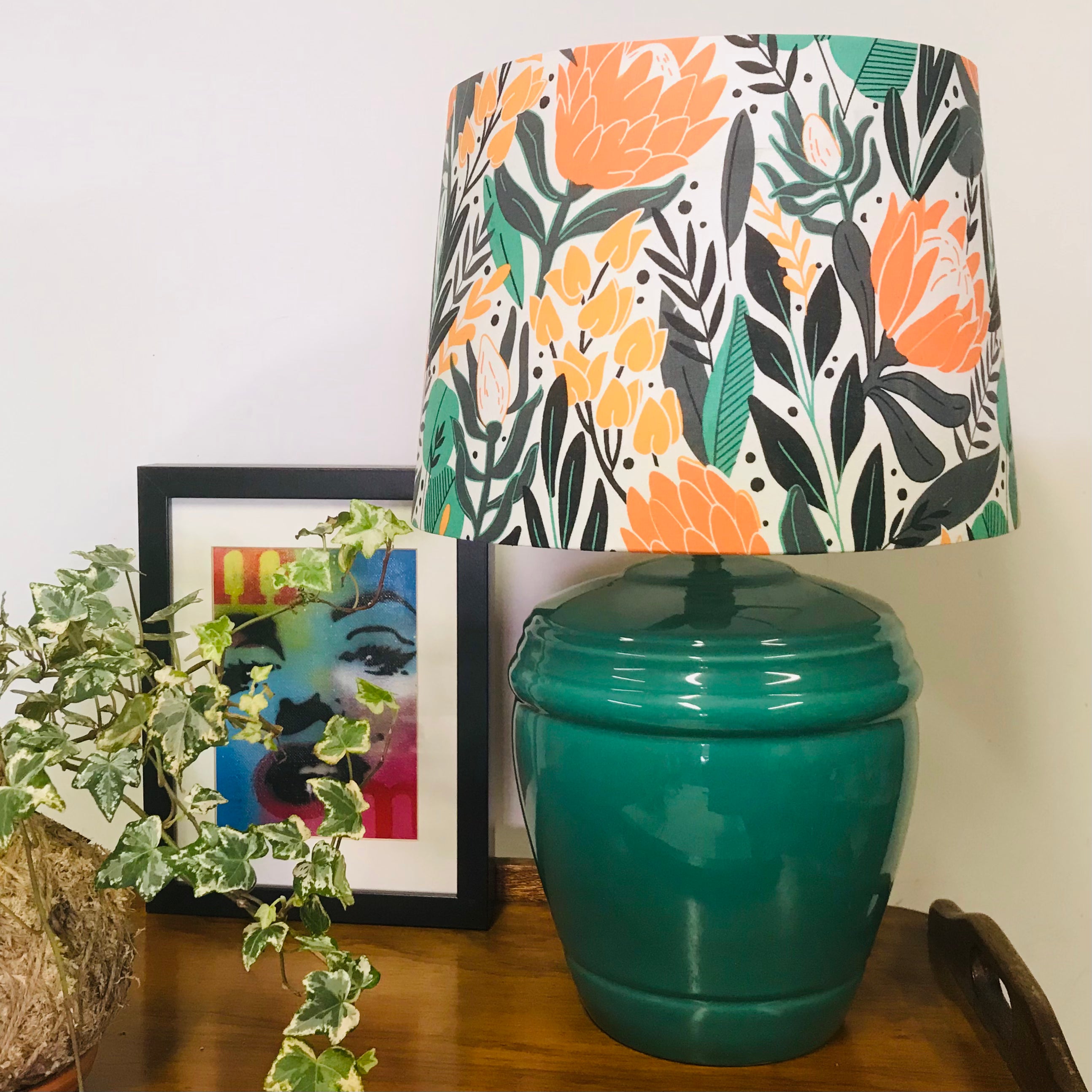 Custom Lamp Shade only - Orange & Black Floral