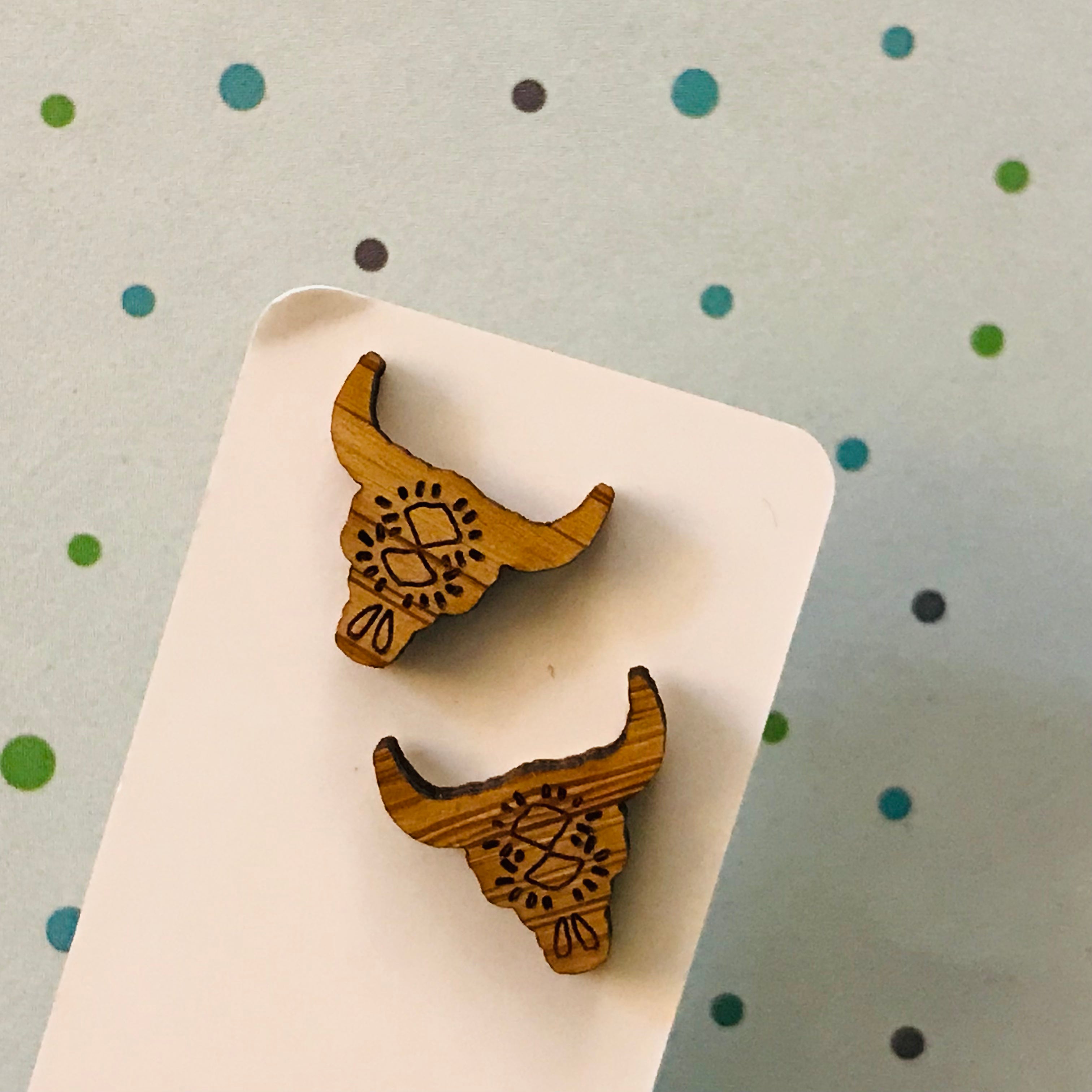 Novelty Studs Earrings - Graphic Wood