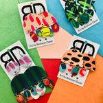 Hand painted leather bold statement earrings - The Dome (with hook)