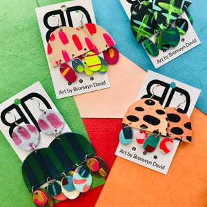 Hand painted leather bold statement earrings - The Dome (with hook)