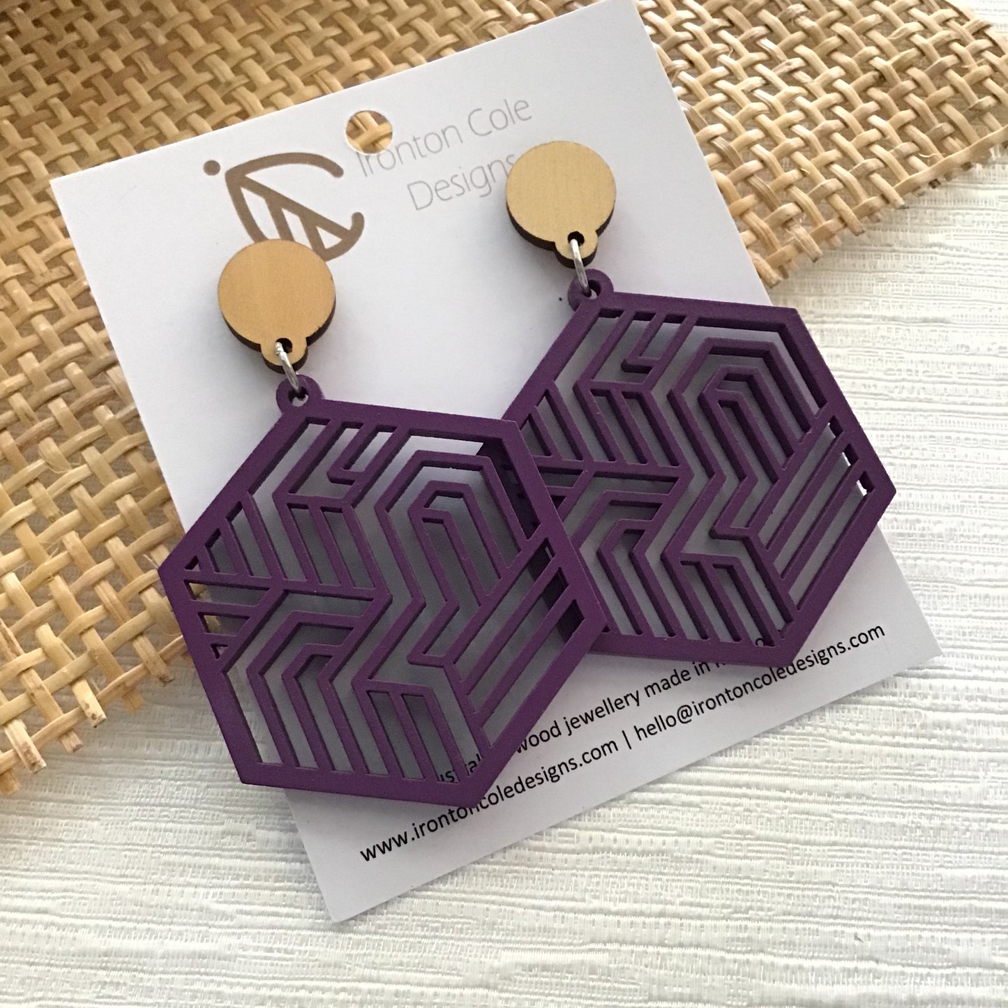 Handpainted Laser Cut earrings - Shapes on Studs Range