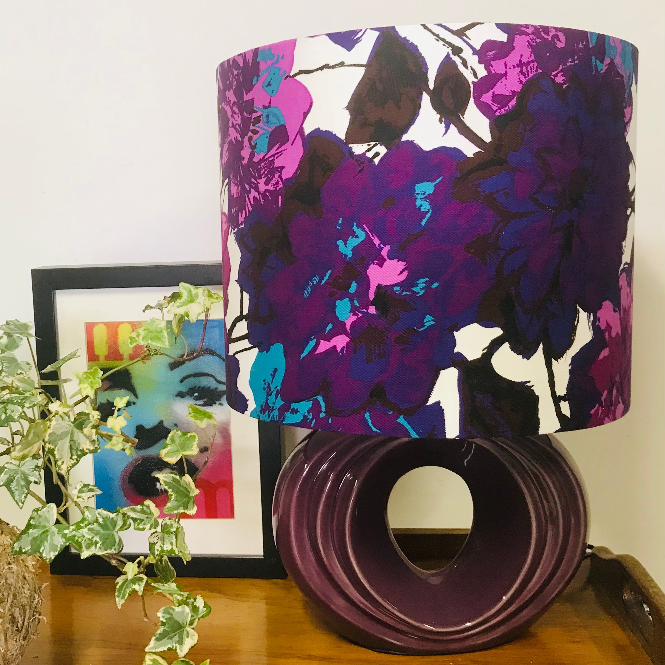 Custom Lamp Shade only - Pink & Purple Abstract Floral