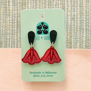 Art Deco Acrylic Earrings - Flower Bell Dangle Studs