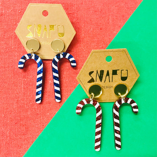 Christmas Candy Cane Stud Earrings