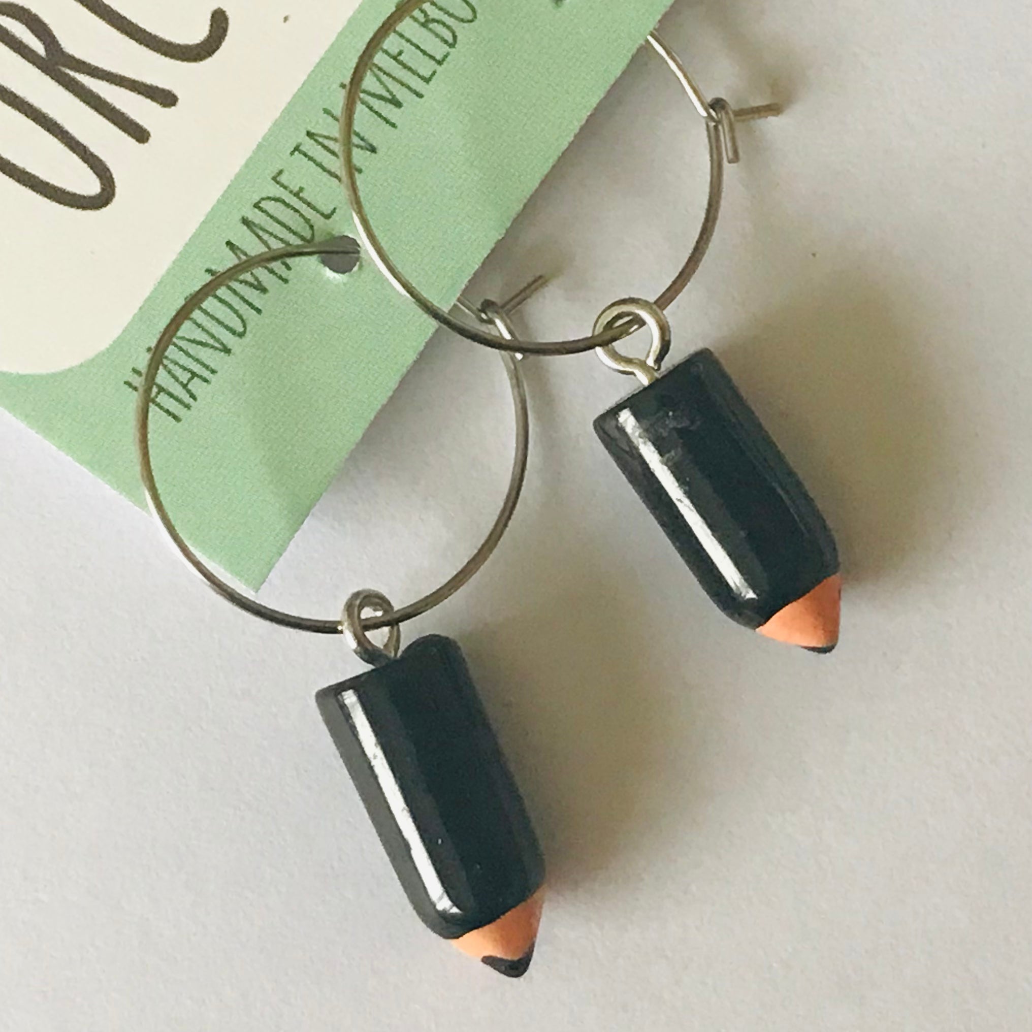 Coloured Pencil Stub Hoop Earrings