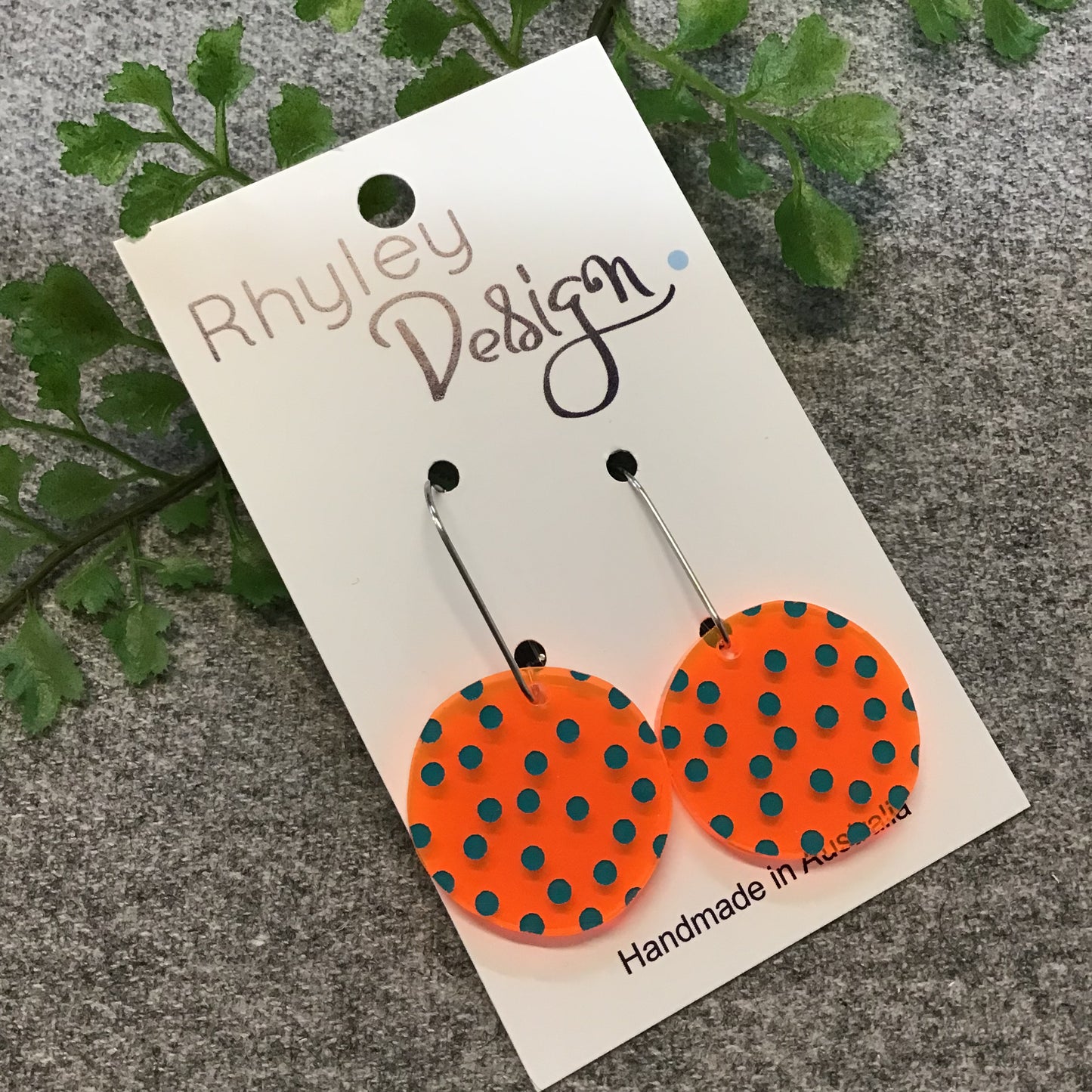 Laser Cut Drop Spotty Disc Perspex Earrings