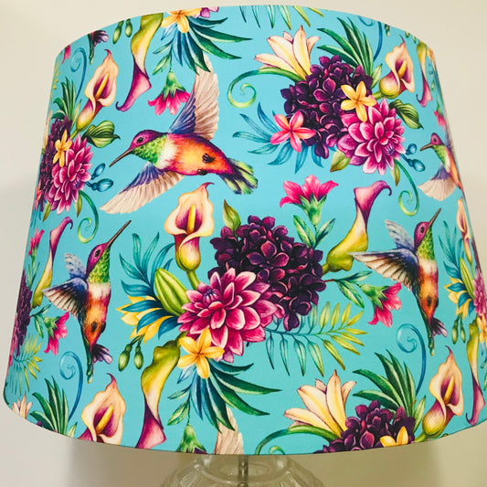 Custom Lamp Shade only - Aqua Hummingbirds
