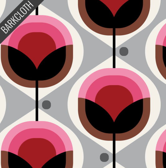 Custom Lamp Shade only - Barkcloth Geo Flower in Pink