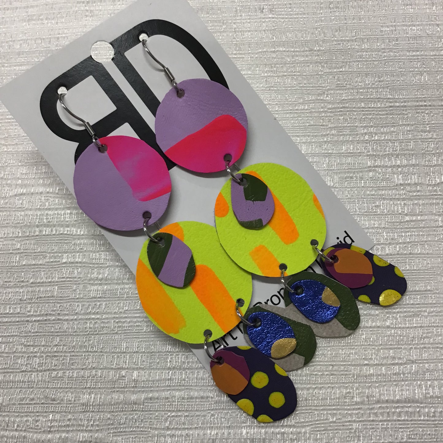 Hand painted leather bold statement earrings - The Juno