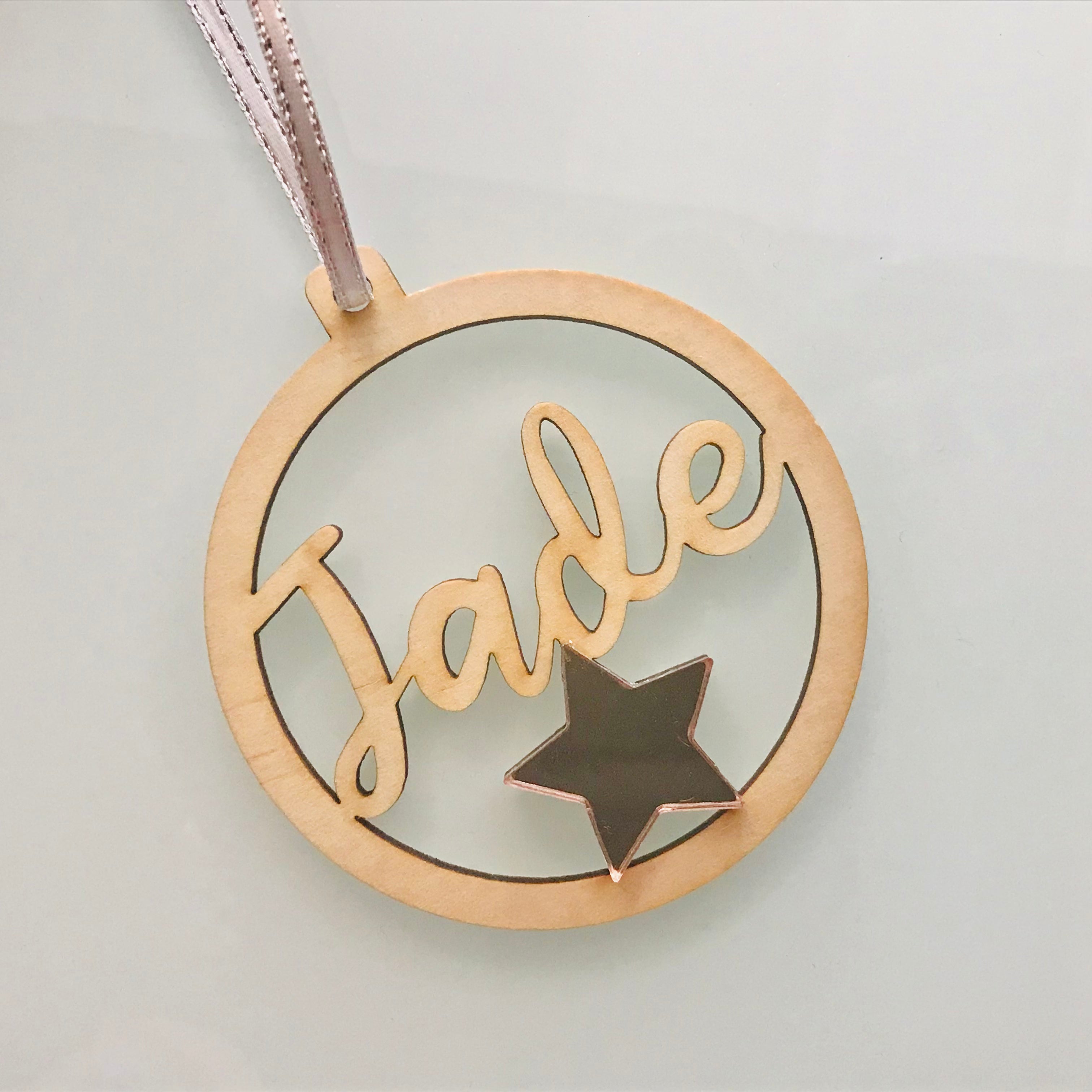 Christmas Personalised Decorations - Lasercut Plywood with Acrylic Star