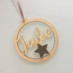 Christmas Personalised Decorations - Lasercut Plywood with Acrylic Star