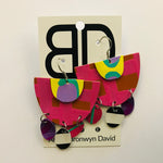 Hand painted leather bold statement earrings - The Punch