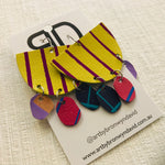 Hand painted leather bold statement earrings - The Punch