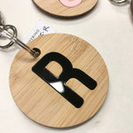 Initial Personalised Alphabet Letter Laser Cut Timber Keyring