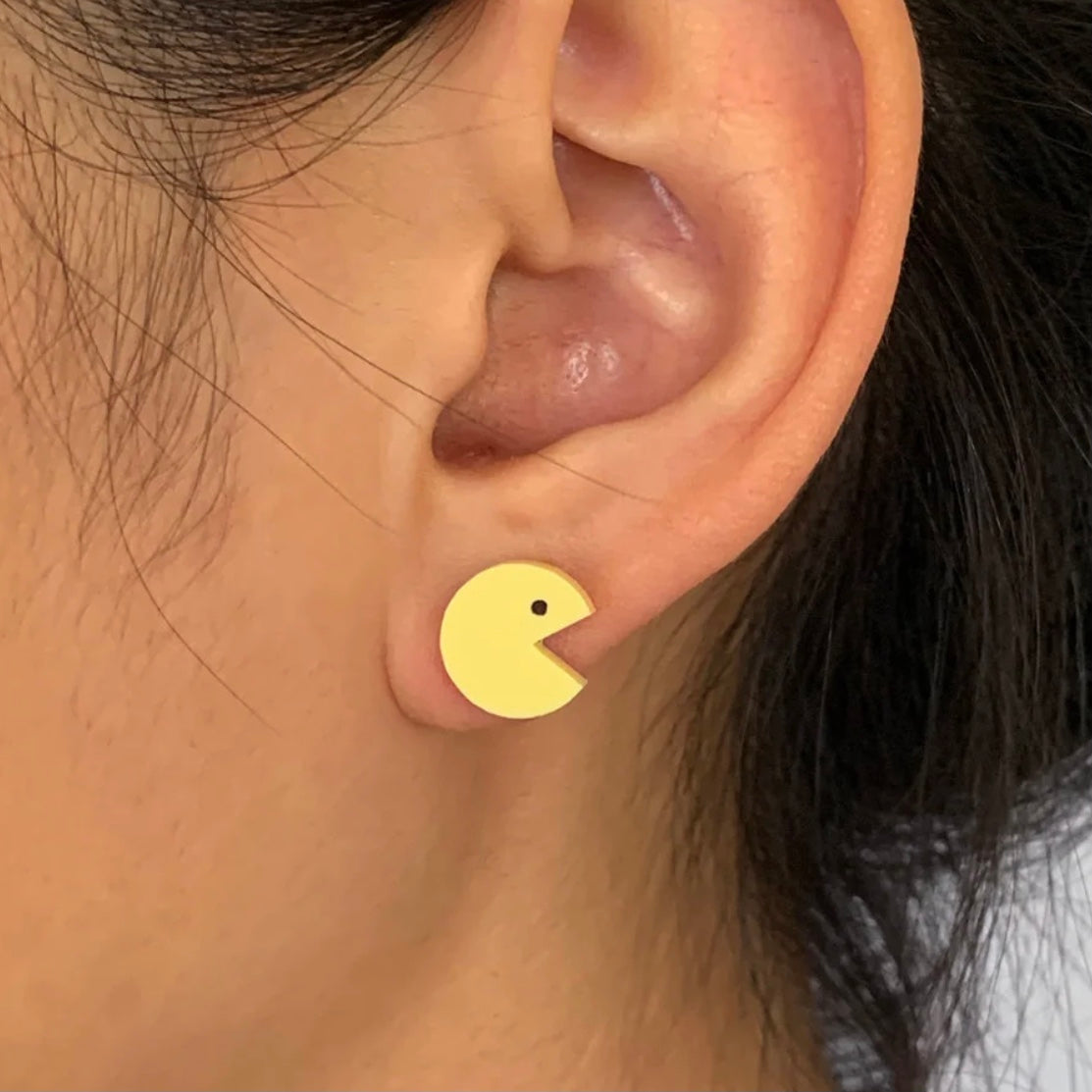 Pac-Man Laser Cut Stud Earrings