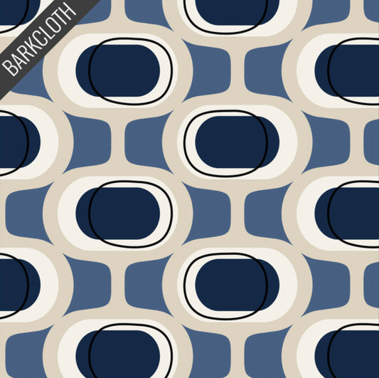 Custom Lamp Shade only - Barkcloth Orbs in Blue