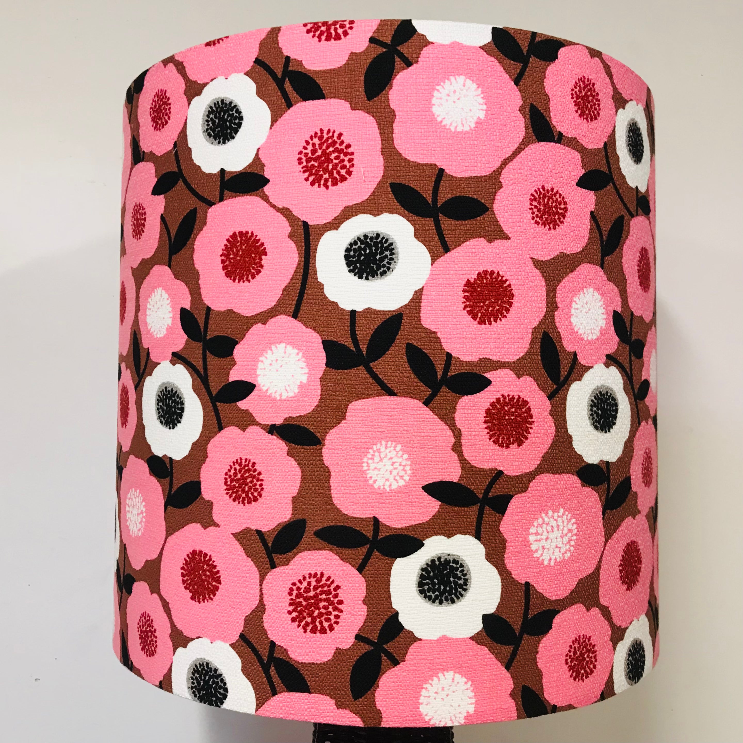 Custom Lamp Shade only - Barkcloth Blooms in Pink