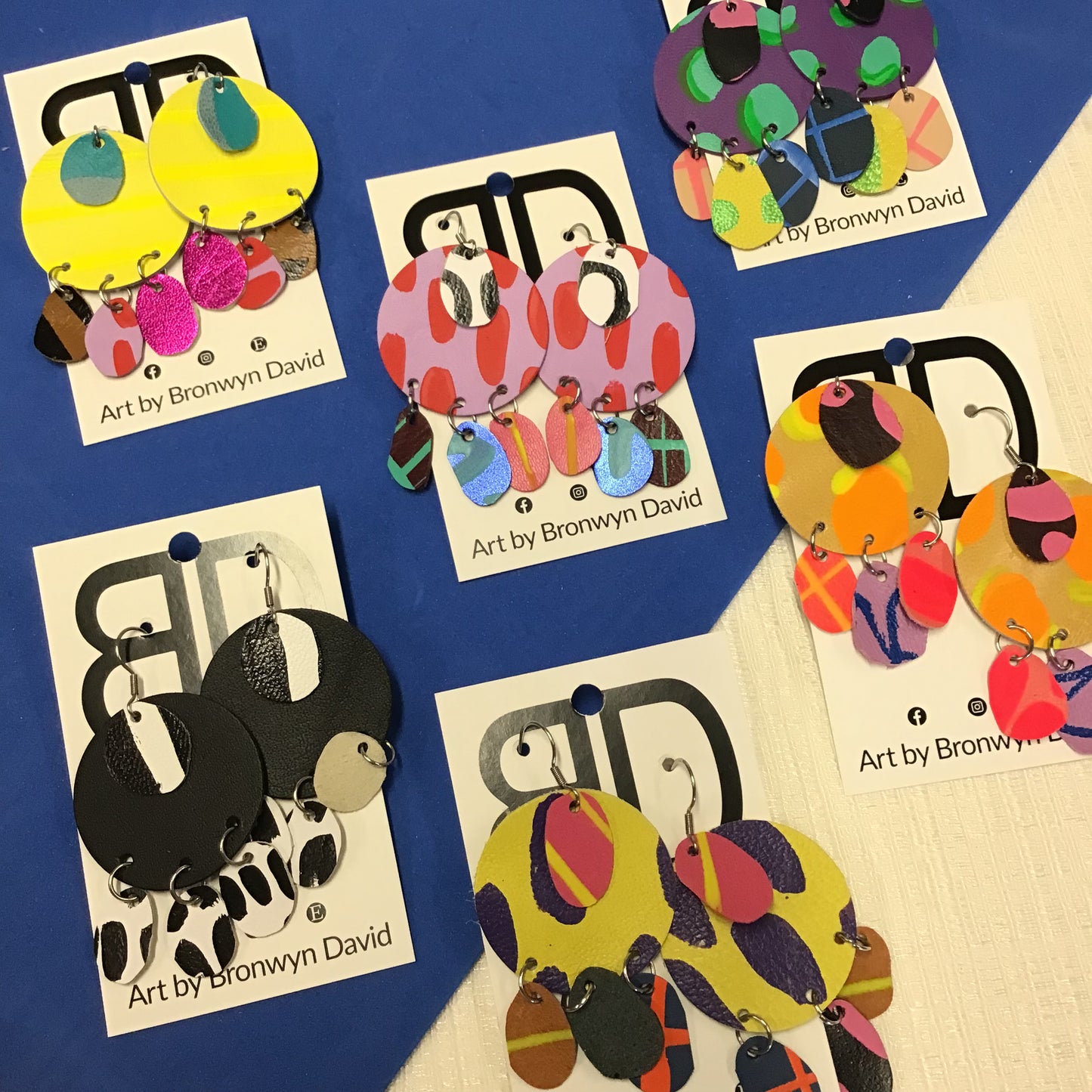 Handmade Painted Leather Earrings - The Buddy