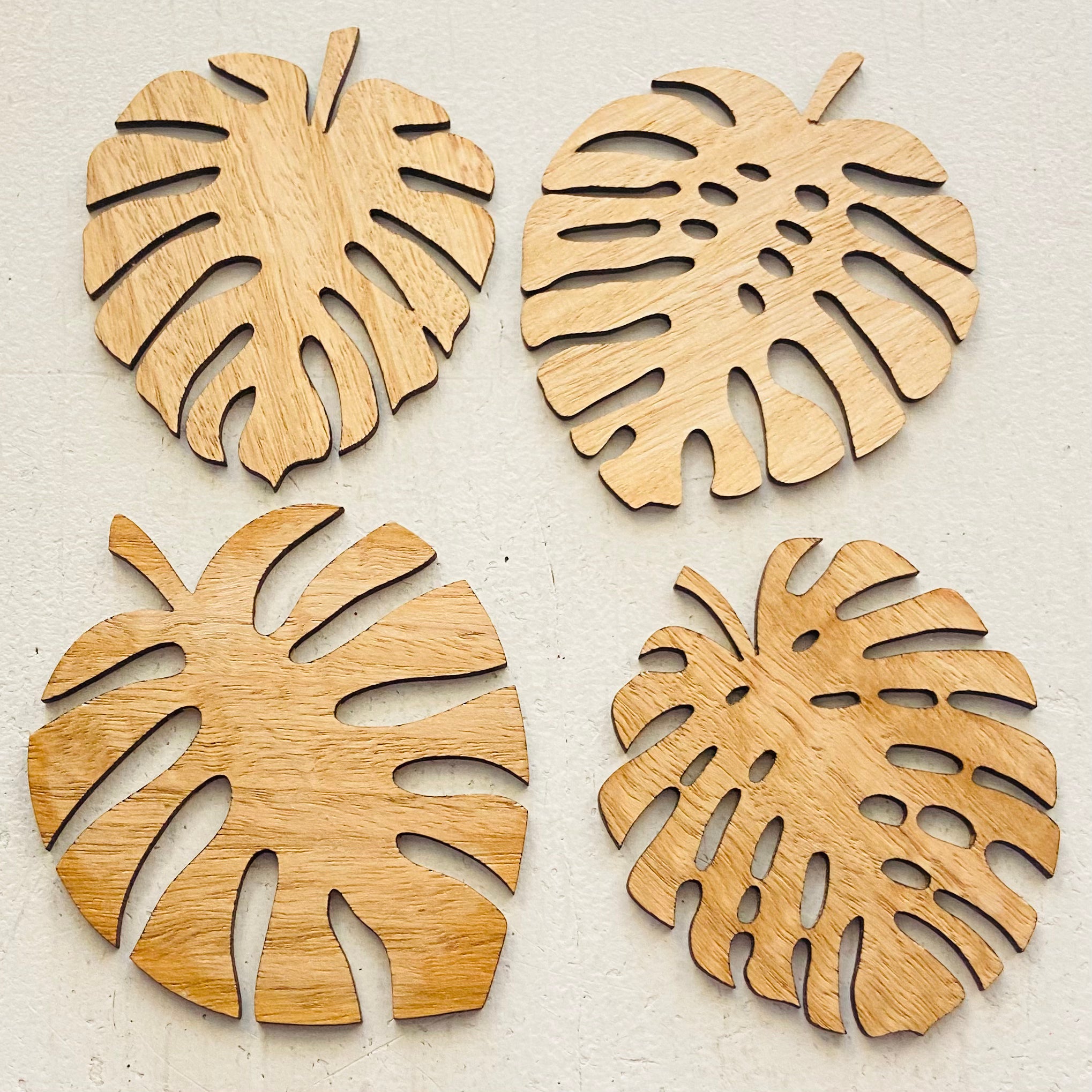 Monstera Leaf Shaped Coasters (set of 4) - Wood