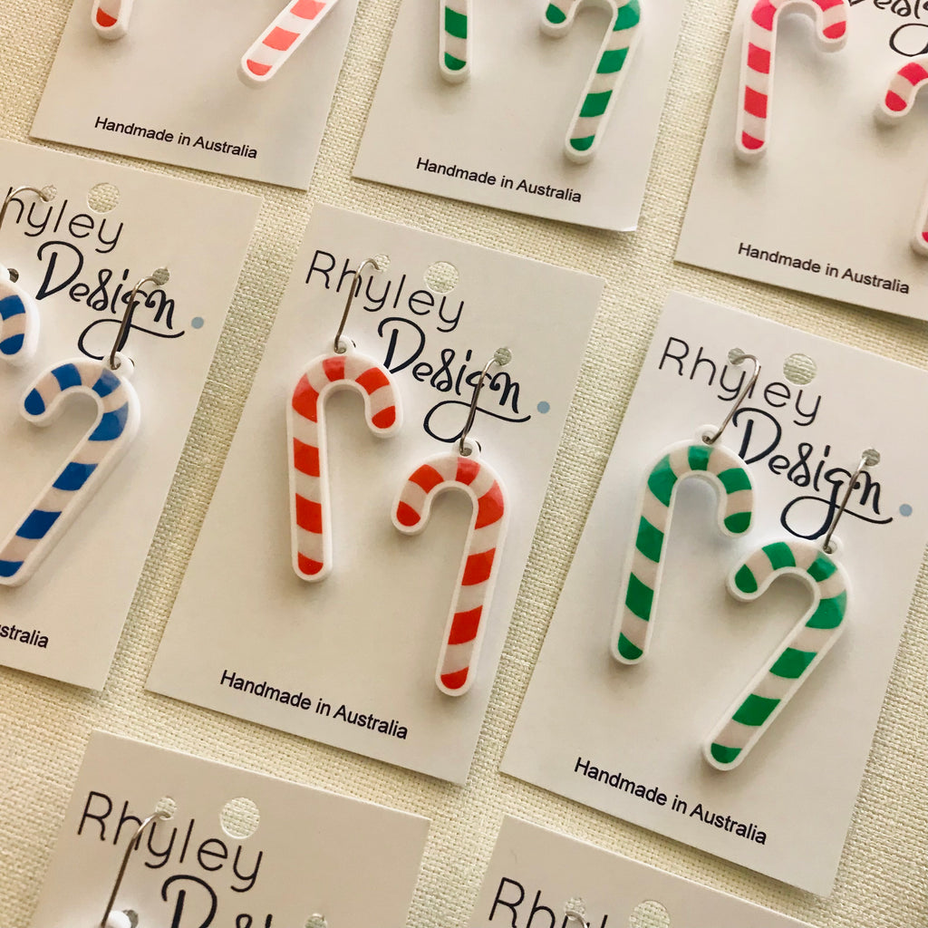 Christmas Candy Cane Statement Earrings