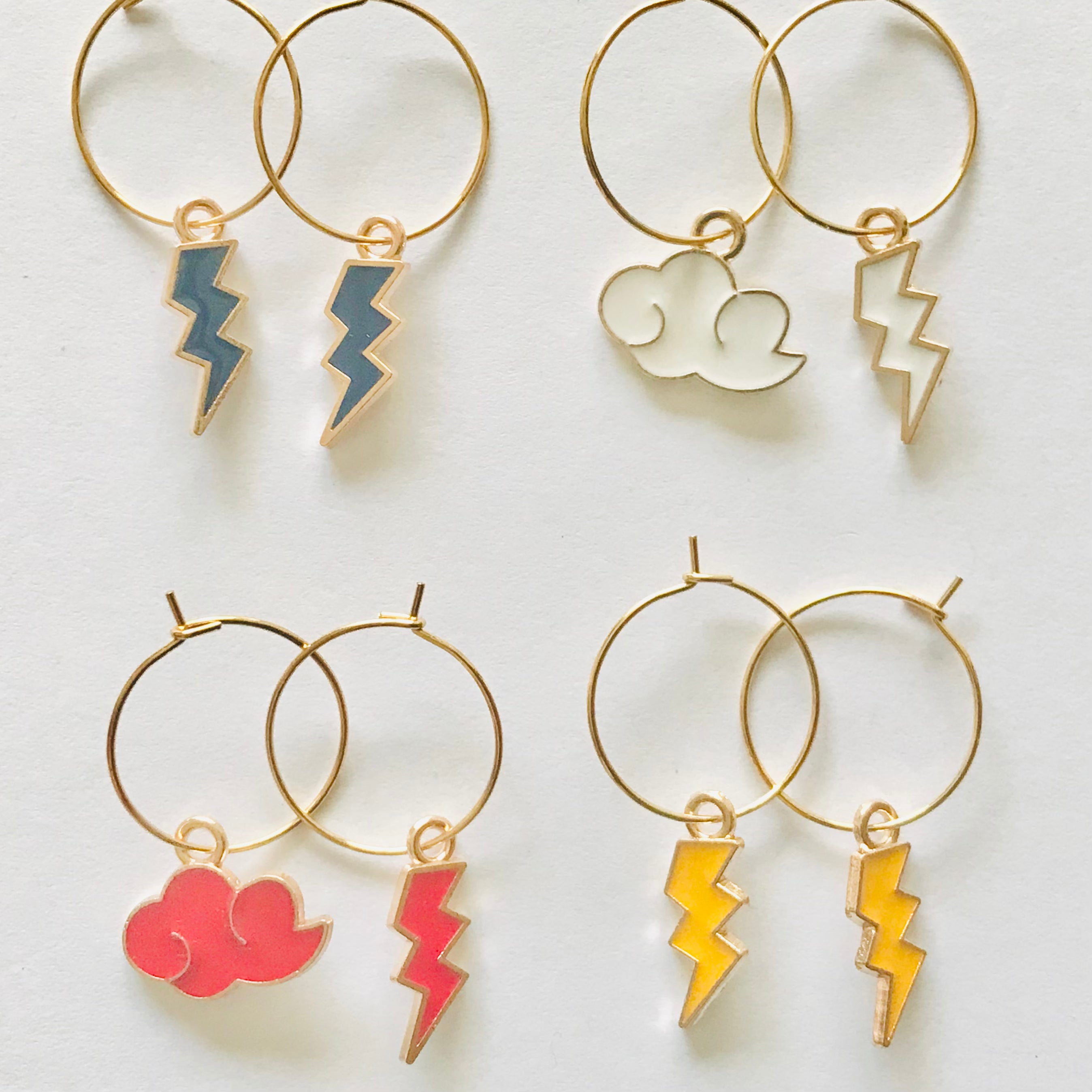 Cloud & Lightening Bolt Hoop Earrings