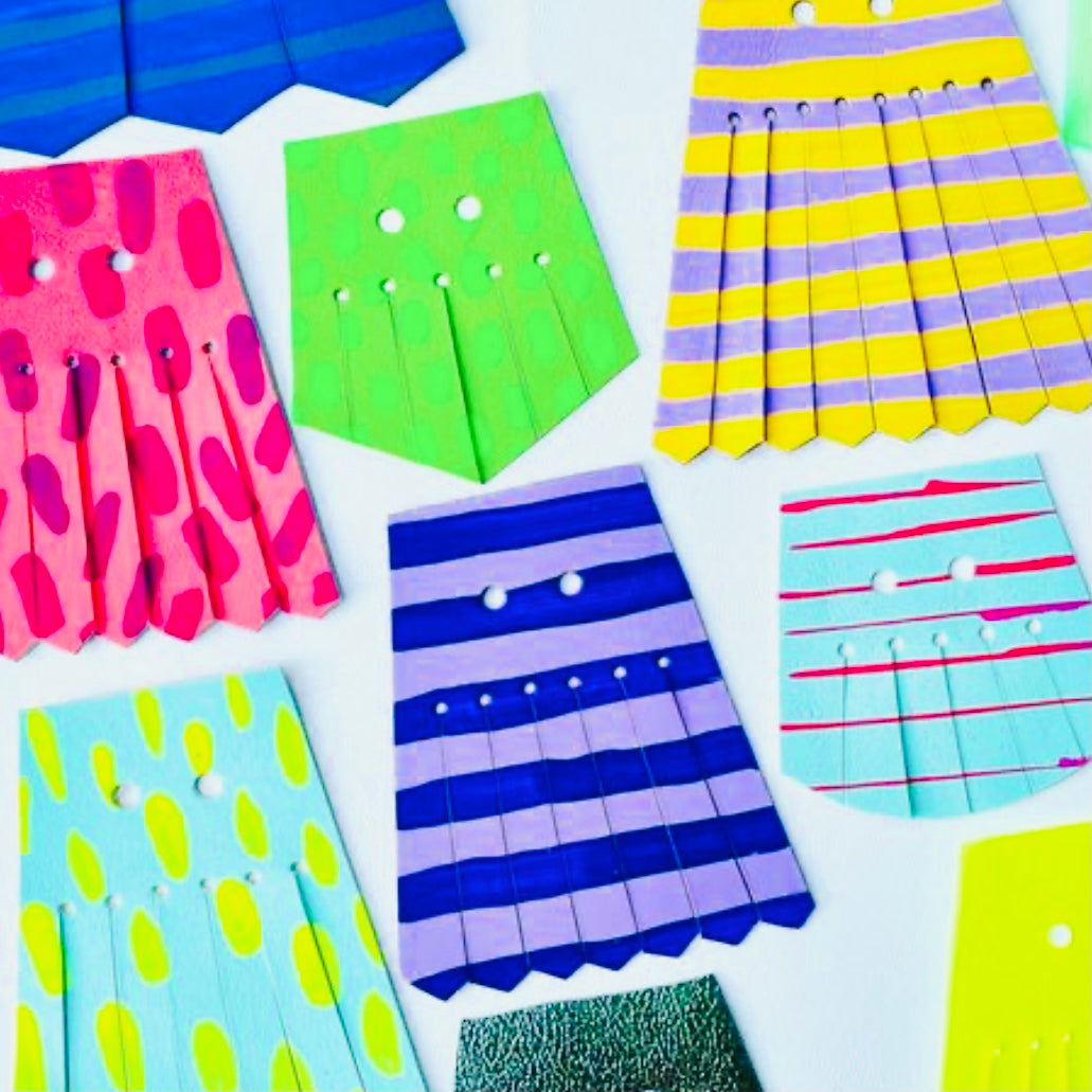 Hand painted leather, faux-leather, perspex & vinyl Shoe Tassel Fringe