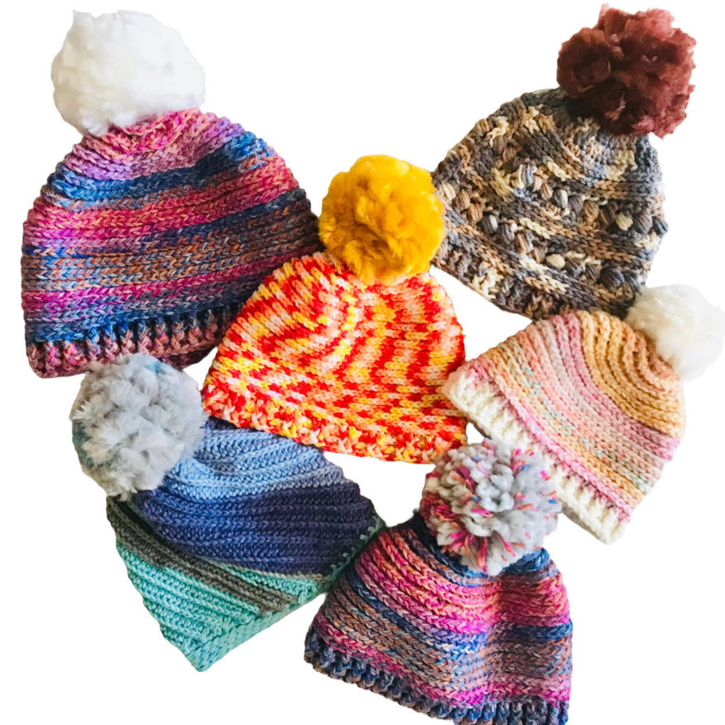 Crochet Wool Blend Beanies - various colours