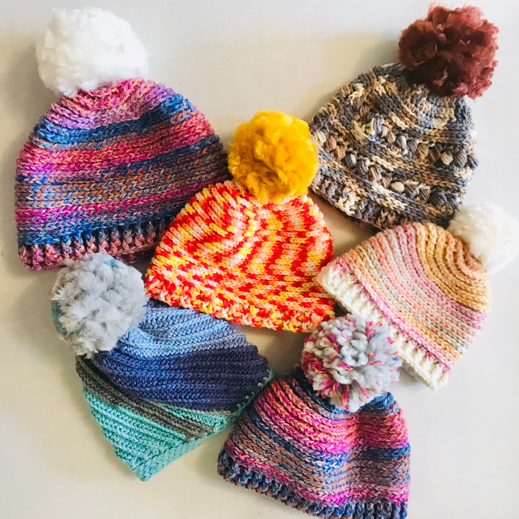 Crochet Wool Blend Beanies - various colours
