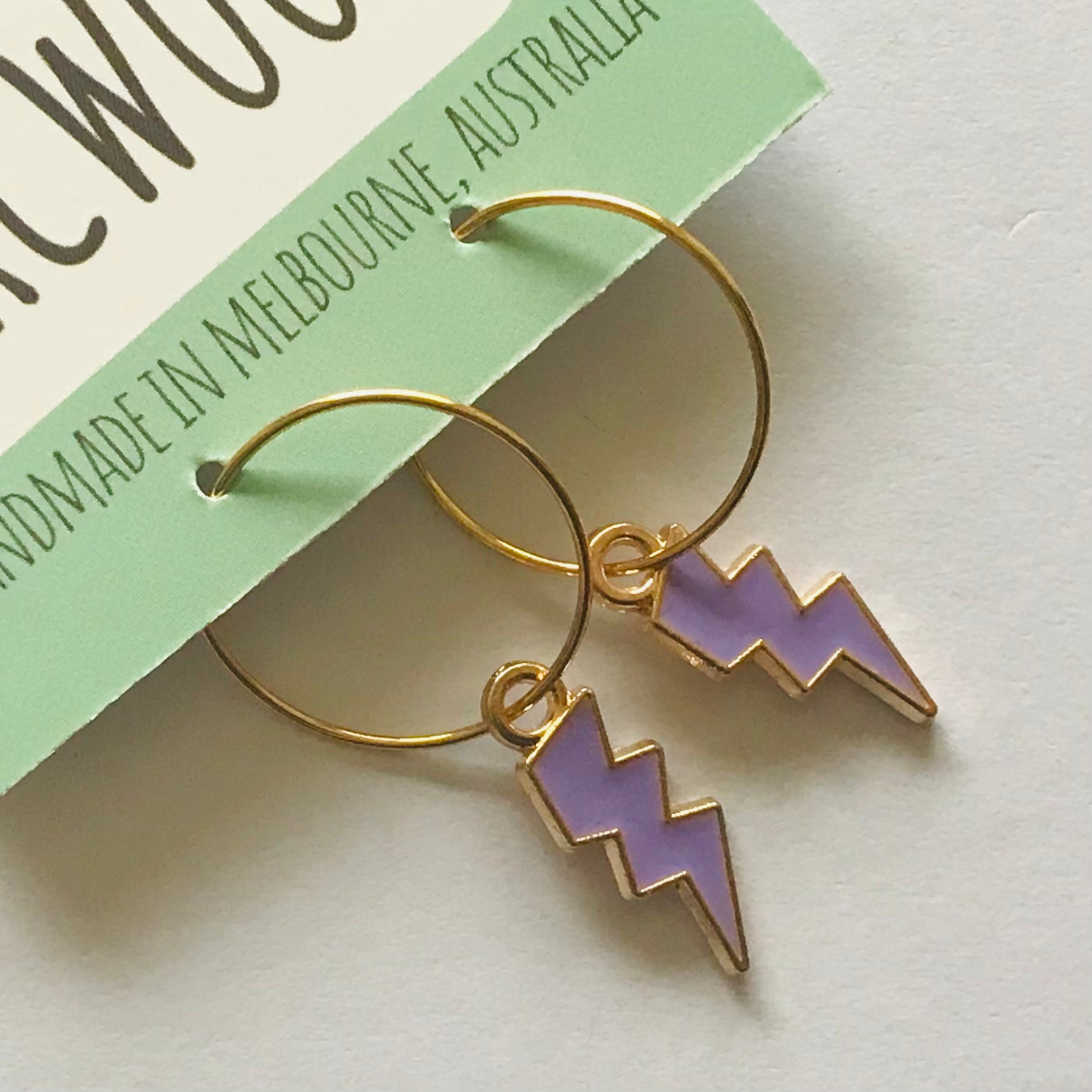 Cloud & Lightening Bolt Hoop Earrings