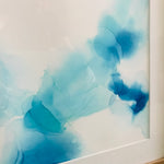 Hand-painted Original Fluid Framed Artwork - A3 blues & Greens **ON SALE**