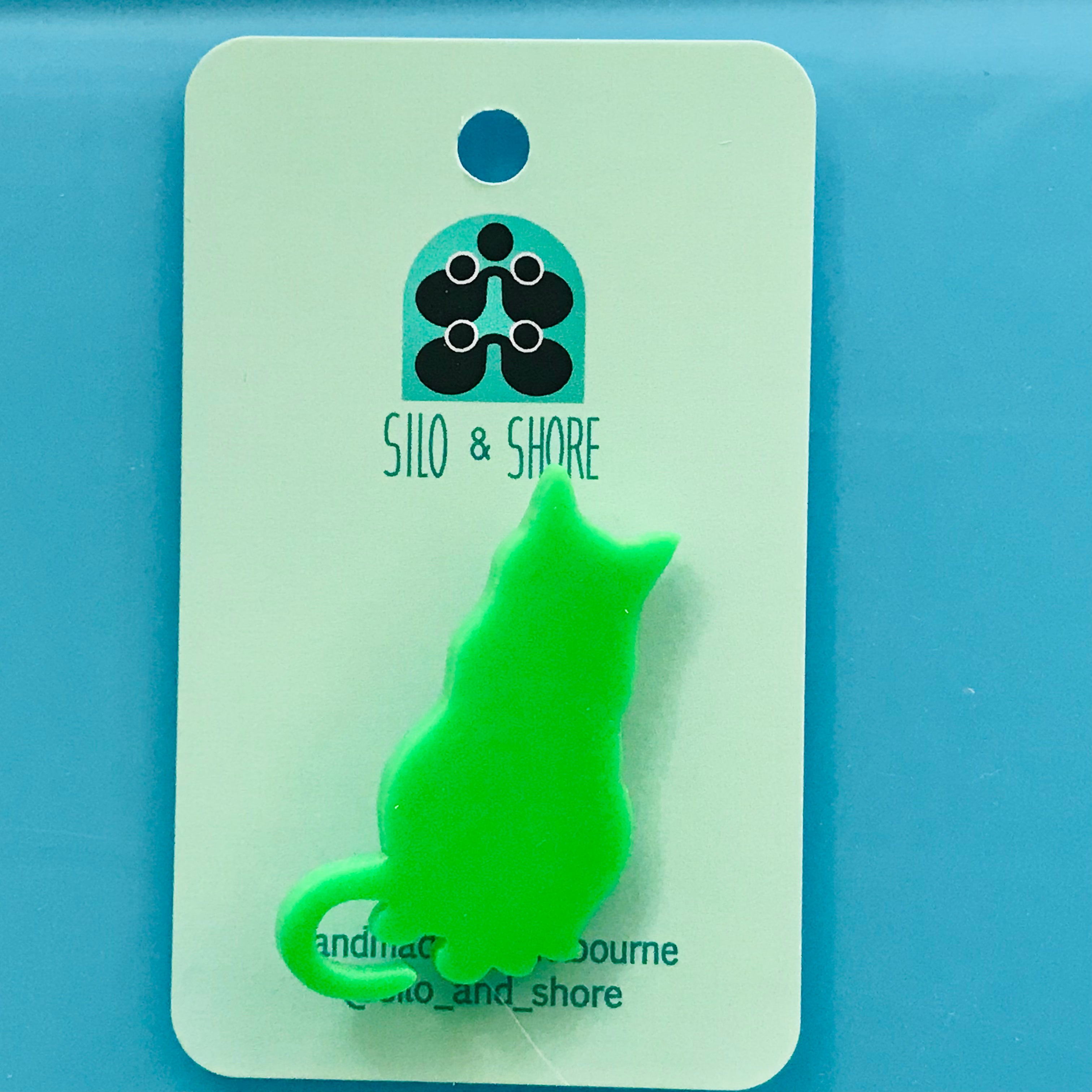 Art Deco Acrylic Brooch - Cats