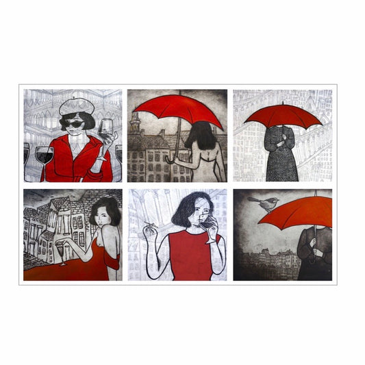 Original Art Print Coaster Set of 6 - Parisienne