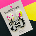 Polymer Clay Handmade Earrings - Fluoro Marble