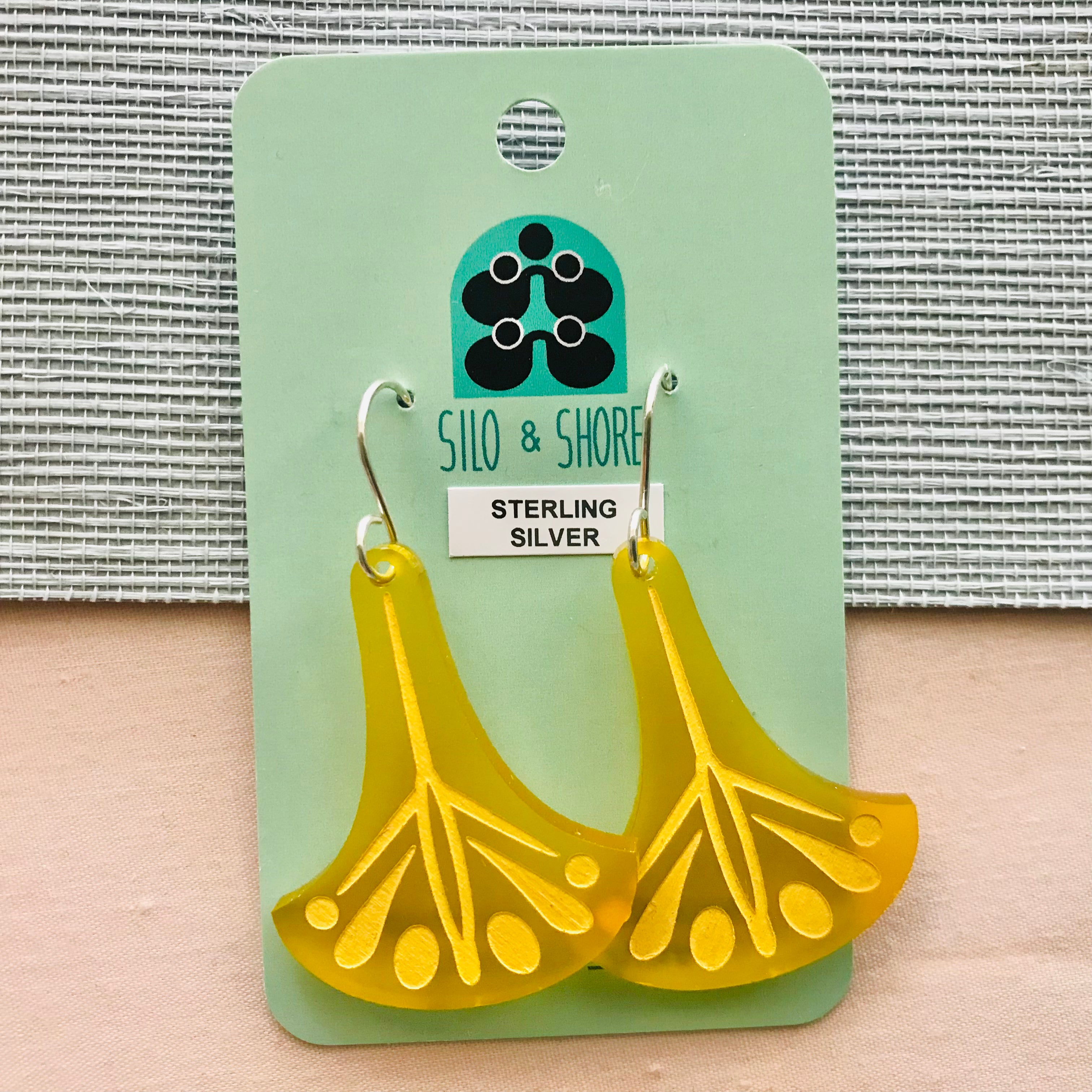 Art Deco Acrylic Earrings - Large Fan Hooks