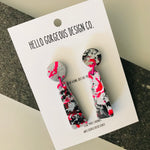 Polymer Clay Handmade Earrings - Paint Splatter Chrome