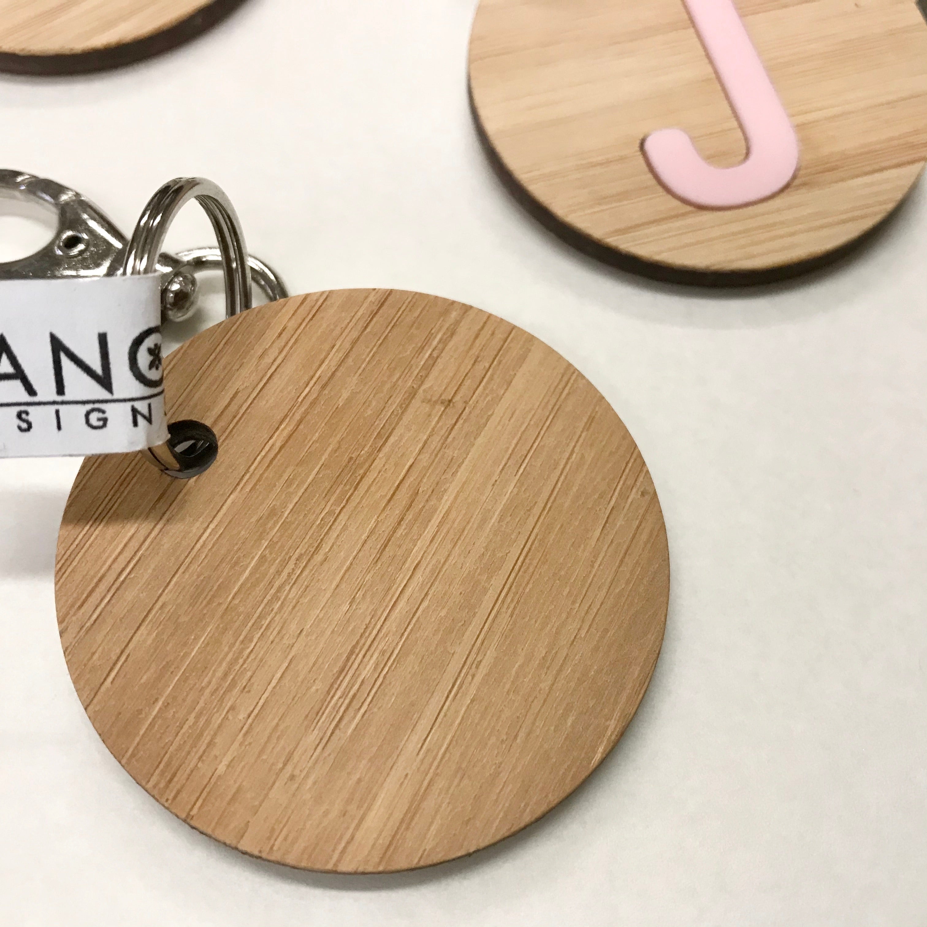 Initial Personalised Alphabet Letter Laser Cut Timber Keyring Far Fetched Designs