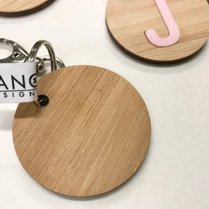 Initial Personalised Alphabet Letter Laser Cut Timber Keyring