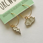 Cloud & Lightening Bolt Hoop Earrings