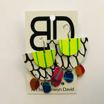 Hand painted leather bold statement earrings - The Punch