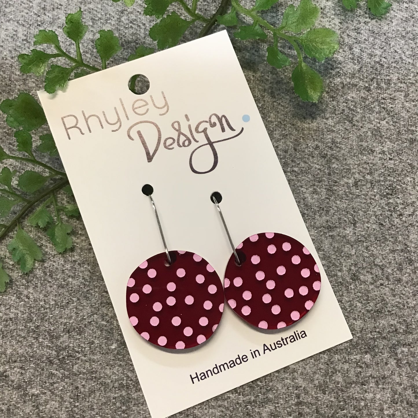 Laser Cut Drop Spotty Disc Perspex Earrings