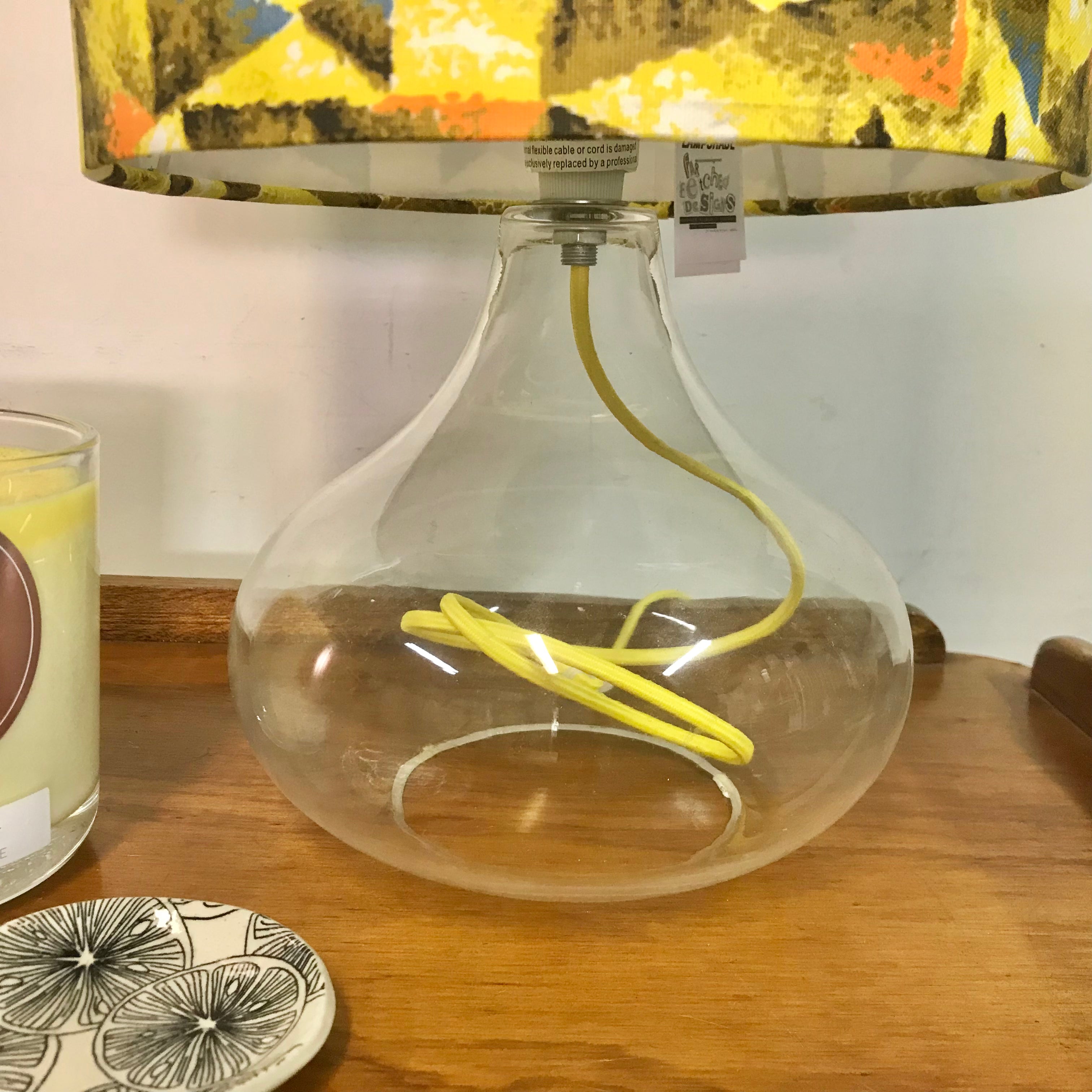 Glass Yellow Vintage Retro Tri Table Lamp