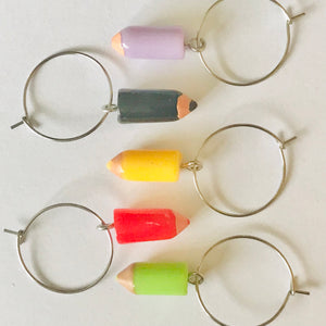 Coloured Pencil Stub Hoop Earrings