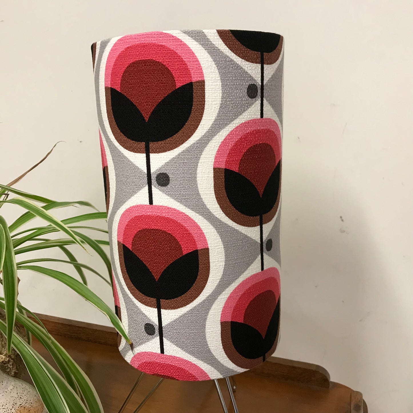Custom Lamp Shade only - Barkcloth Geo Flower in Pink
