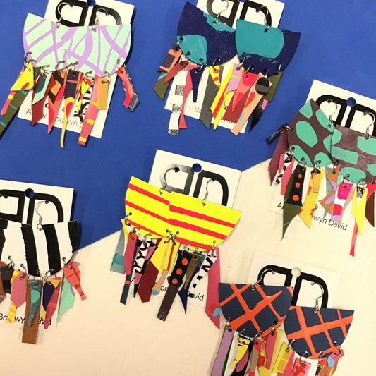 Hand painted leather bold statement earrings - The Jelly Punch