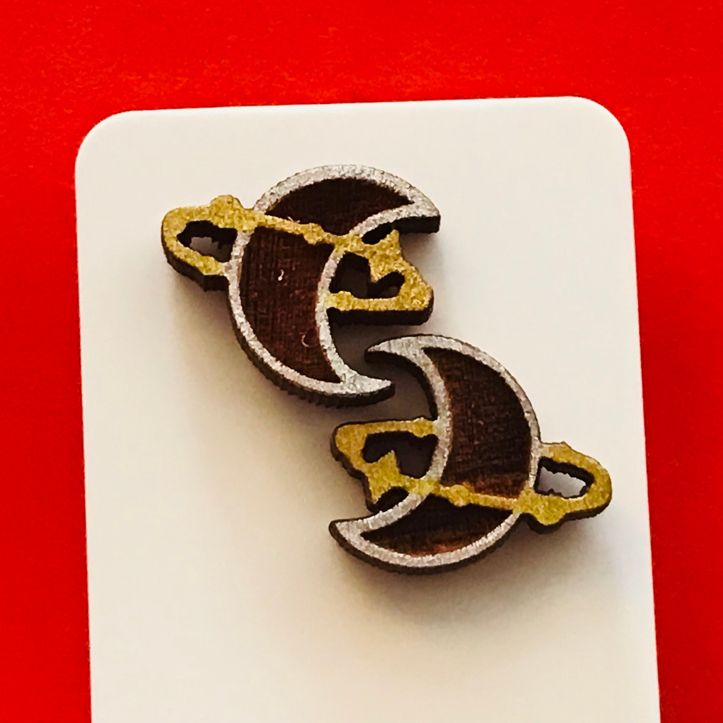 Novelty Studs Earrings - Graphic Wood